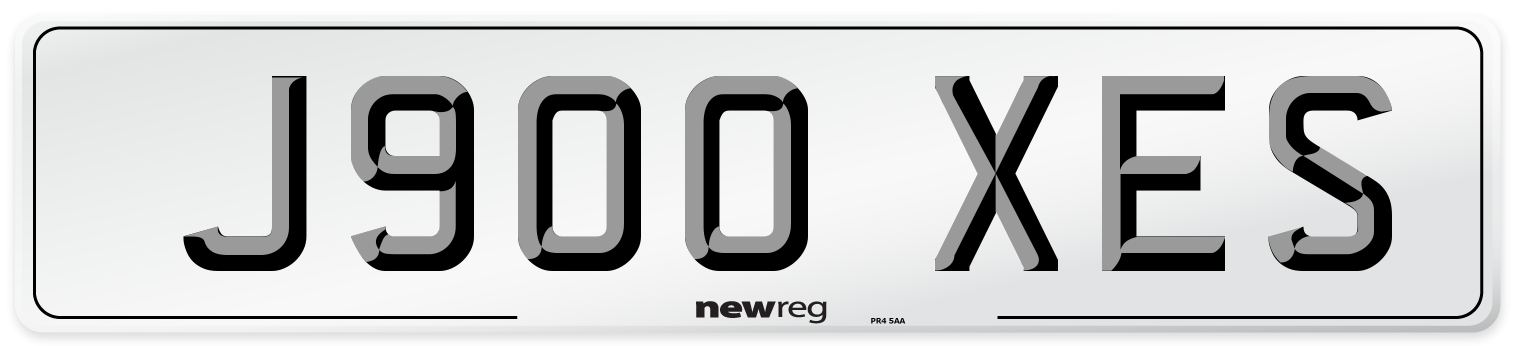 J900 XES Number Plate from New Reg
